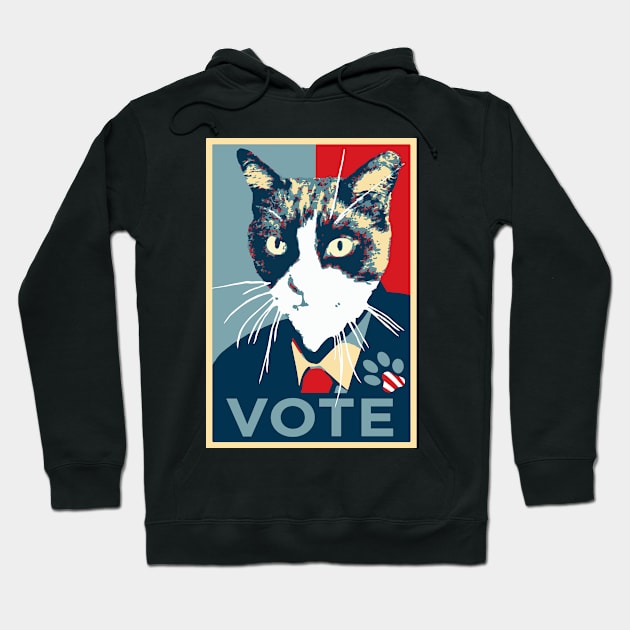 Cat running for president (Obama Hope logo) Hoodie by sketchpets